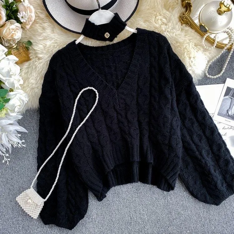 High Low Choker Sweater