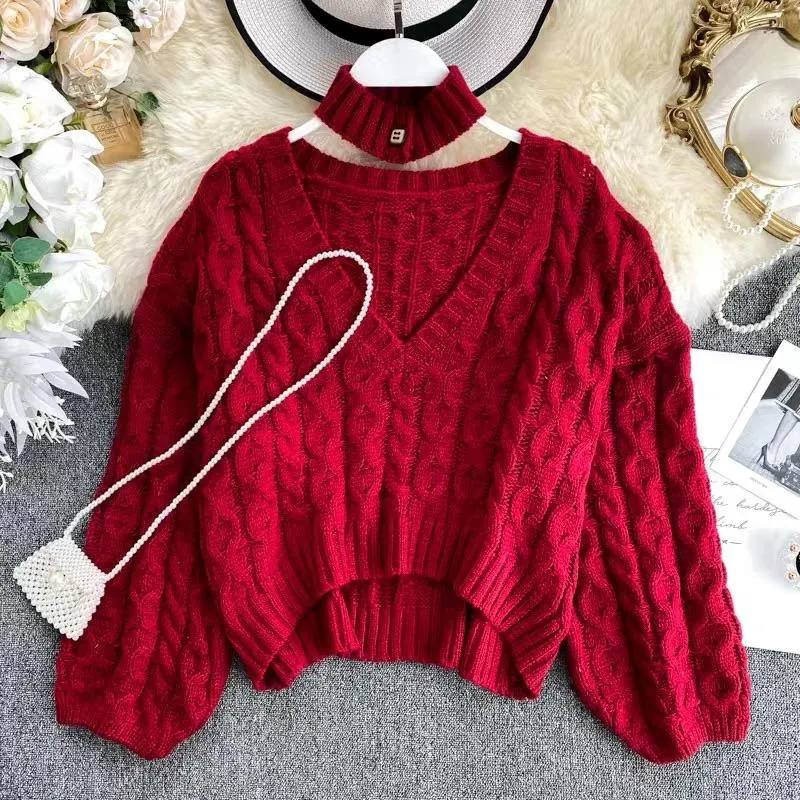 High Low Choker Sweater