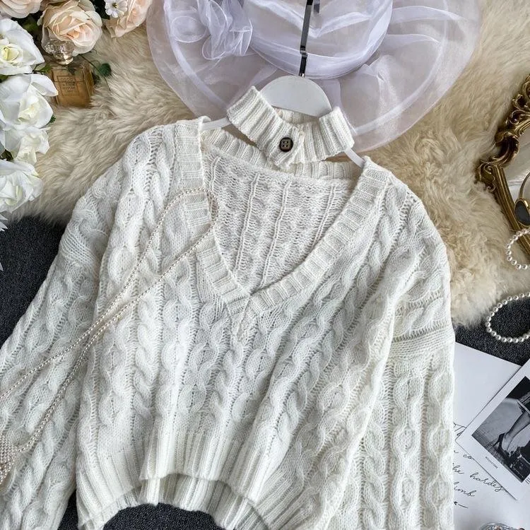 High Low Choker Sweater
