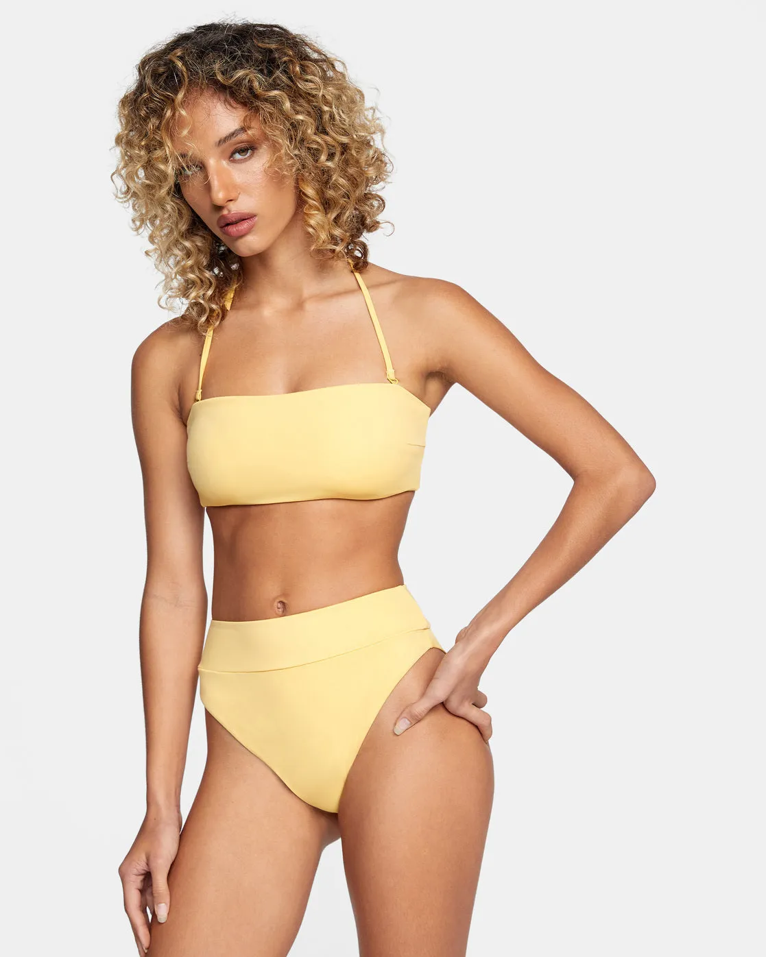 High-Rise Cheeky Bikini Bottoms - Gold