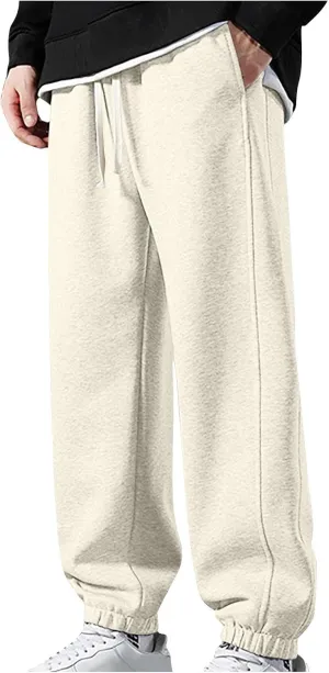 High Waisted 2024 Mens Sweatpant Fleece Lined Baggy Workout Athletic Joggers Pant Trendy Loose Baggy Lounge Bottoms