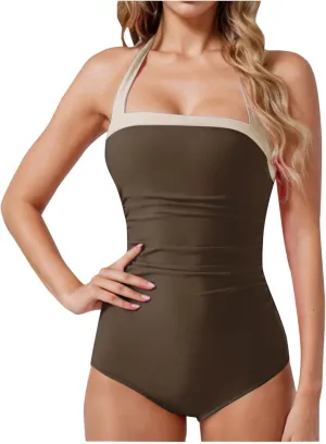 hlysgo Womens Tummy Control Swimsuits One Piece Bathing Suits Sexy Backless Swim Suits Athletic Modest 1 Piece Swimwear