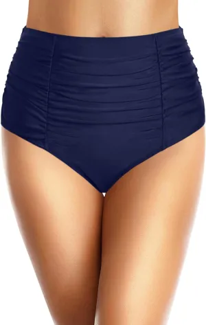 Holipick Bathing Suit Bottoms for Women - High Waisted Bikini Bottoms Ruched Tummy Control Swimsuit Bottom