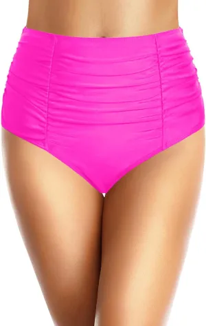 Holipick Bathing Suit Bottoms for Women - High Waisted Bikini Bottoms Ruched Tummy Control Swimsuit Bottom