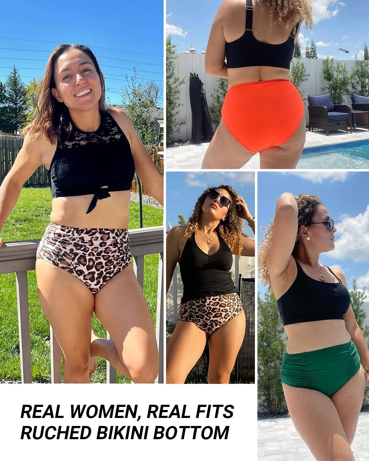 Holipick Bathing Suit Bottoms for Women - High Waisted Bikini Bottoms Ruched Tummy Control Swimsuit Bottom