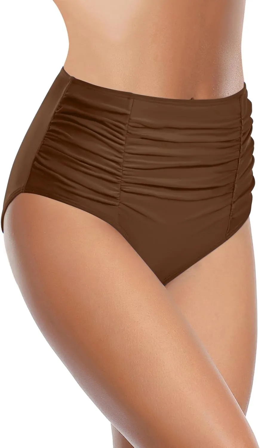 Holipick Bathing Suit Bottoms for Women - High Waisted Bikini Bottoms Ruched Tummy Control Swimsuit Bottom