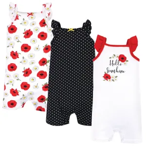 Hudson Baby Cotton Rompers, Poppy Daisy