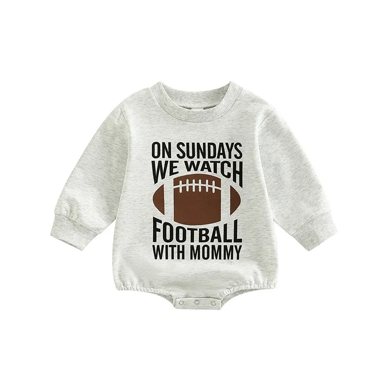 Infant Girls Boys Rugby Letters Print Rompers