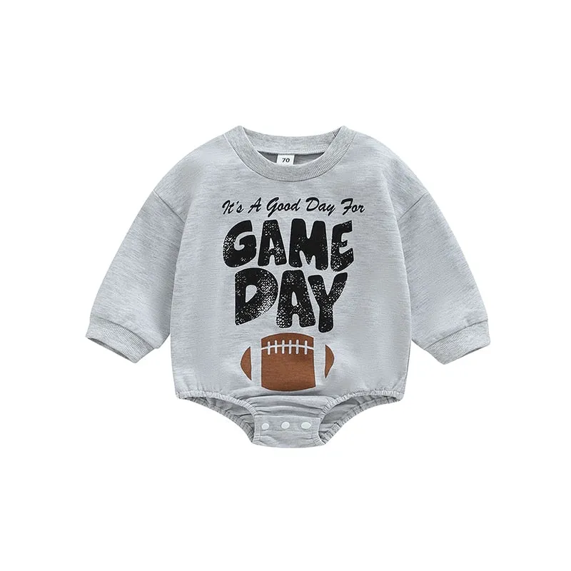 Infant Girls Boys Rugby Letters Print Rompers