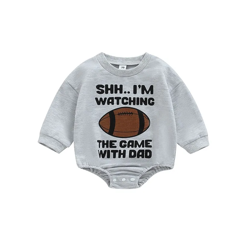 Infant Girls Boys Rugby Letters Print Rompers