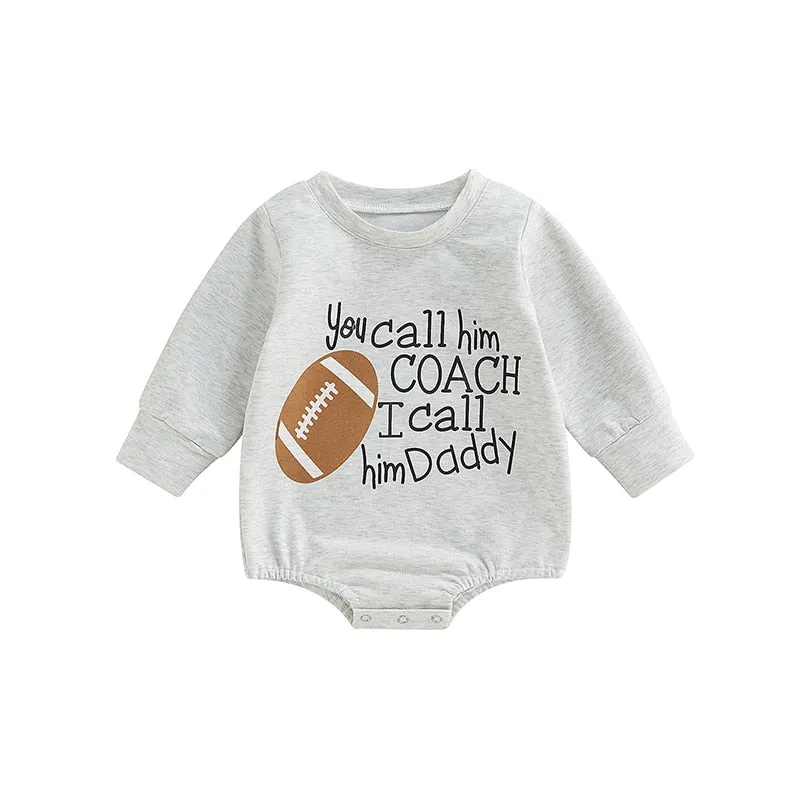 Infant Girls Boys Rugby Letters Print Rompers