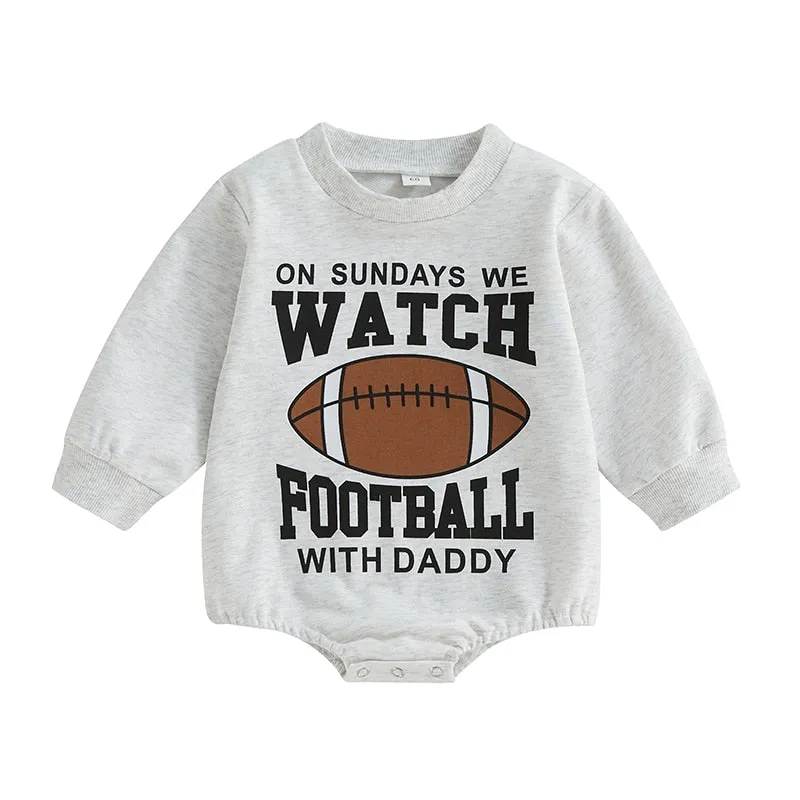 Infant Girls Boys Rugby Letters Print Rompers