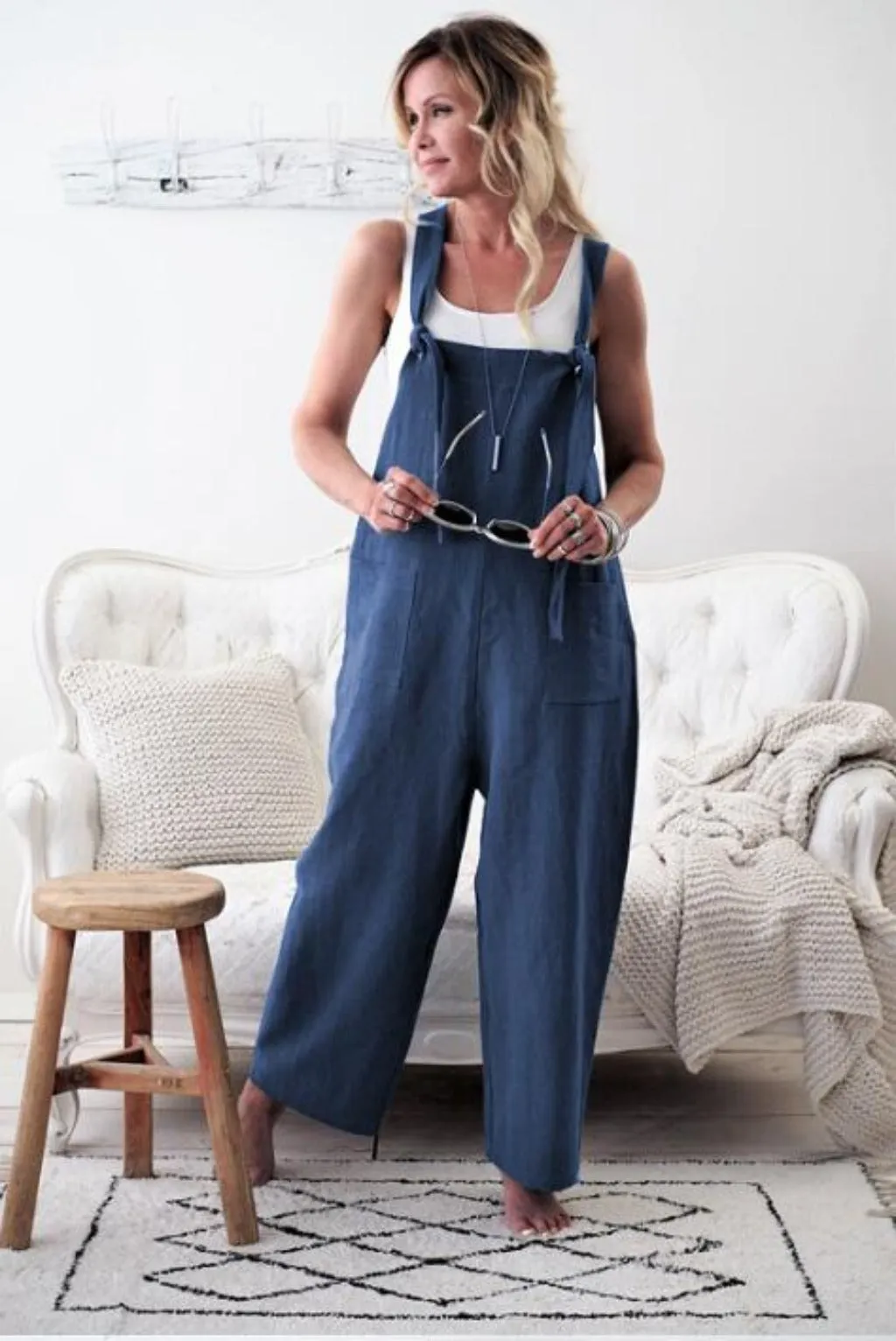 Jumpsuit Cotton Linen Loose