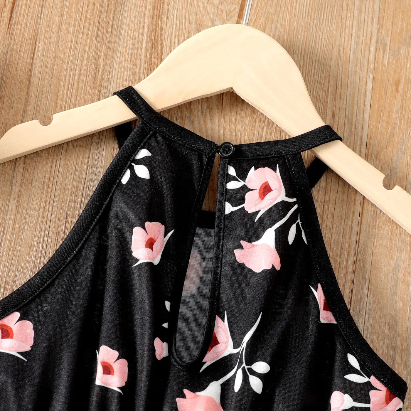 Kid Girl Floral Print Halter Rompers
