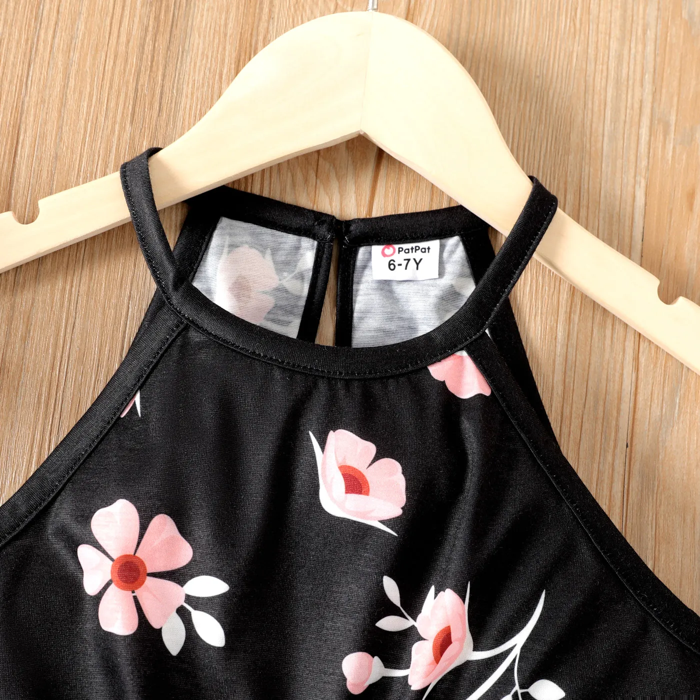 Kid Girl Floral Print Halter Rompers