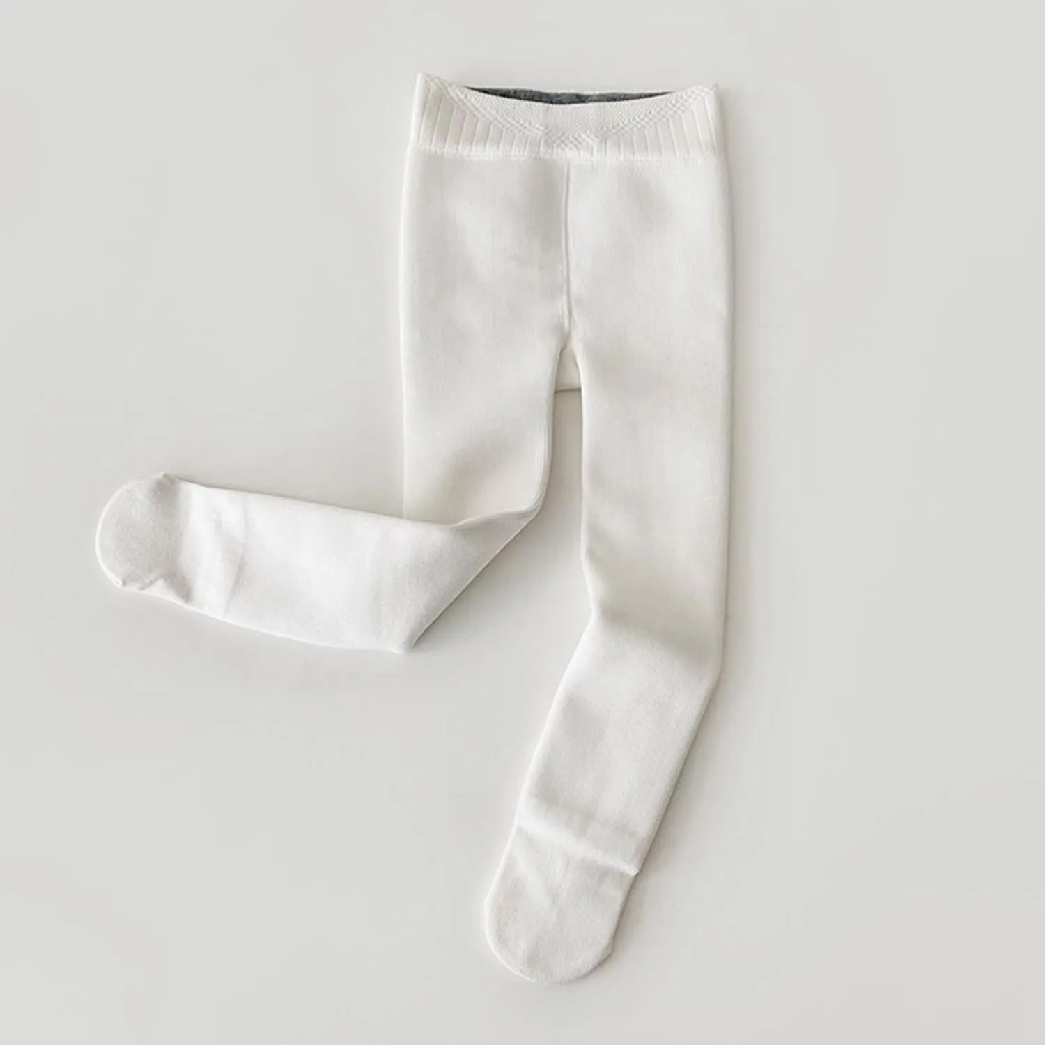 Kid Girls Leggings Pants Cotton Fleece Lined Warm Full Leggings Knitted Pantyhose Stretchy Basic Full Length
