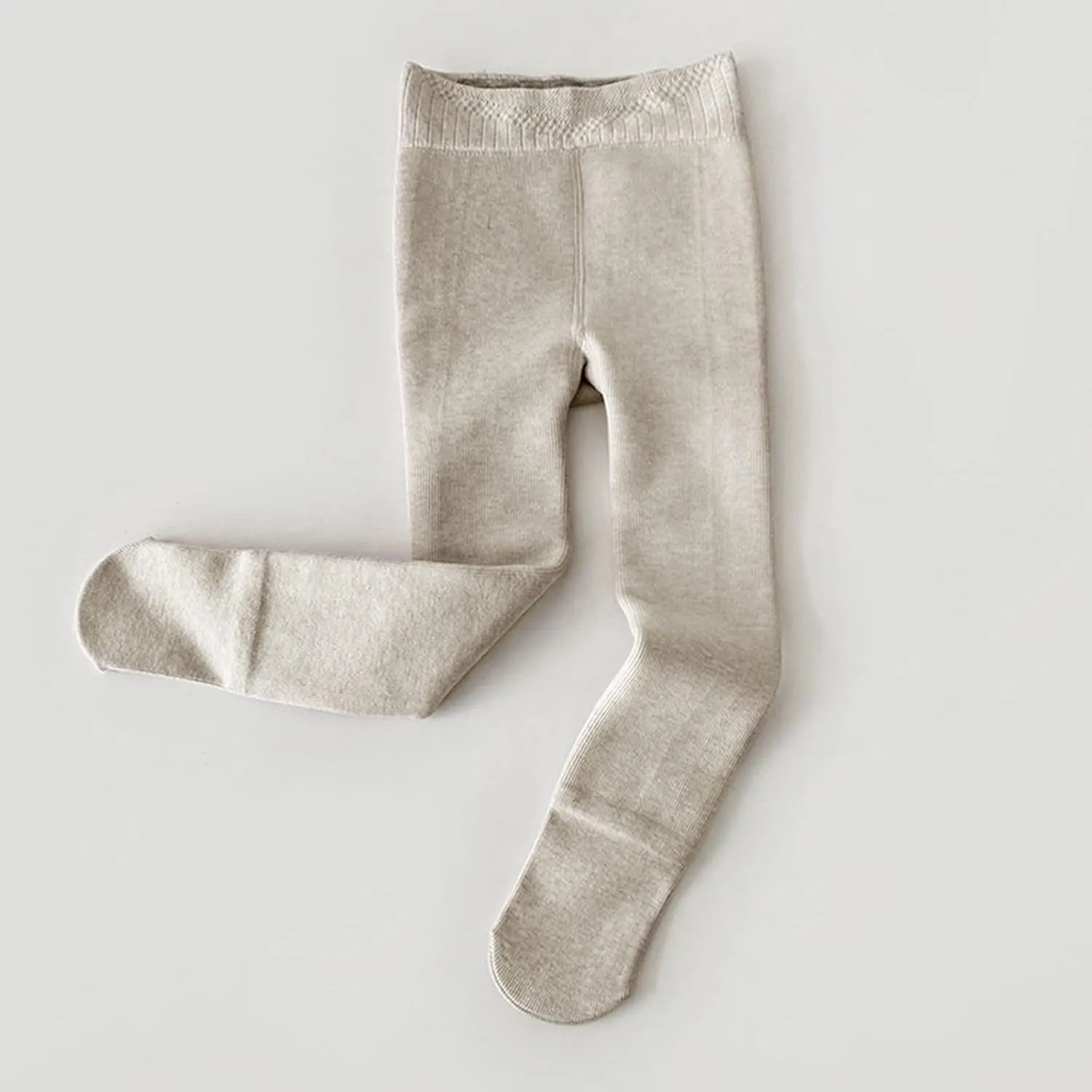 Kid Girls Leggings Pants Cotton Fleece Lined Warm Full Leggings Knitted Pantyhose Stretchy Basic Full Length