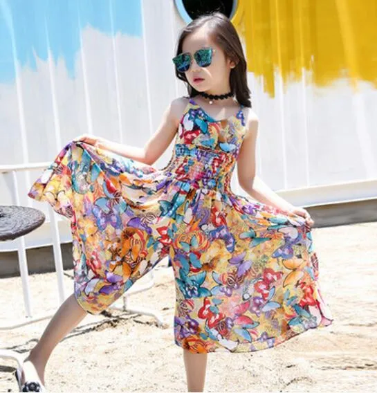 Kids summer beach dress flower Wedding Party princess dress