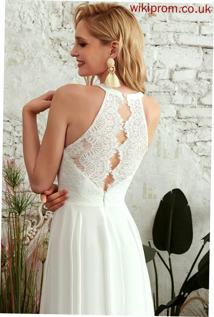 Lace Dress Floor-Length Miah Chiffon A-Line Wedding Dresses Neck Wedding Scoop