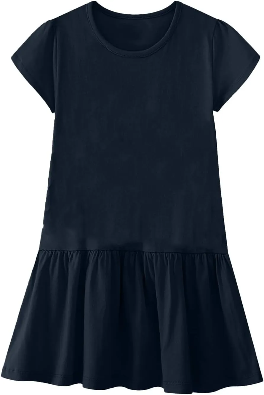 Ladies Church Dresses Comfy Stetchy Short Sleeve Ruffle Hem Short Business Work Dress Loose Swimsuit Coverup for Women