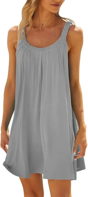 Ladies Sundresses for Women Vintage Pleated Spaghetti Straps Beach Cover Up Dress Plus Size Cocktail Party 1950S Outfits