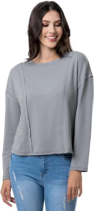 Lee Women's Crew Neck Cropped Waffle Knit Pullover Top