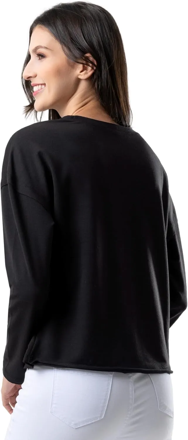 Lee Women's Crew Neck Cropped Waffle Knit Pullover Top