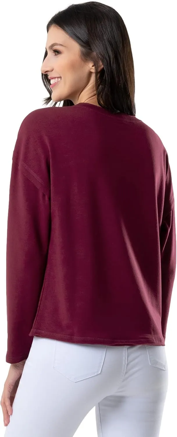 Lee Women's Crew Neck Cropped Waffle Knit Pullover Top