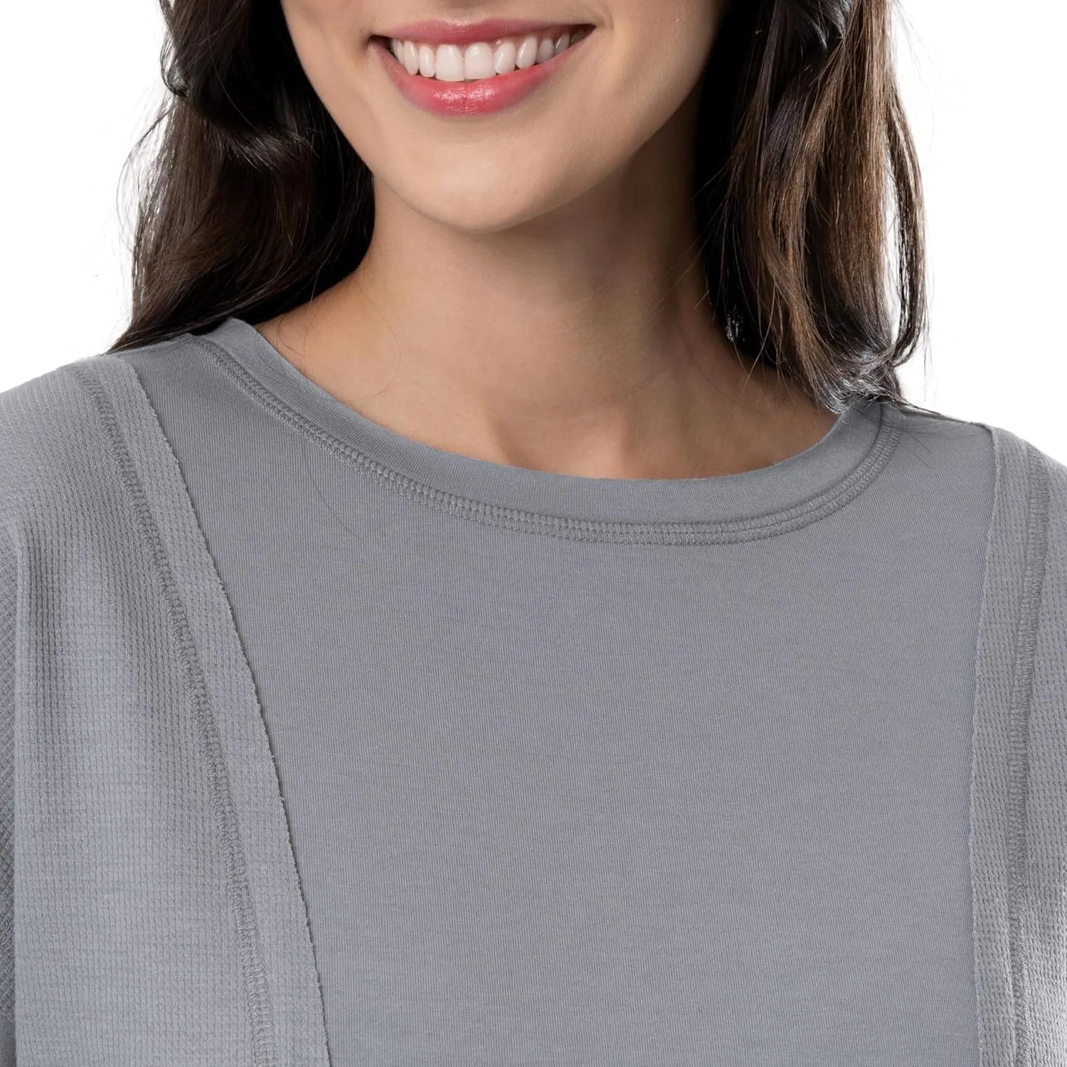 Lee Women's Crew Neck Cropped Waffle Knit Pullover Top