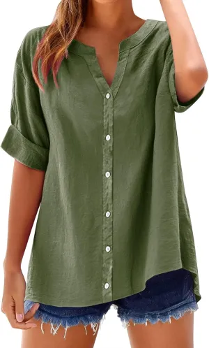 Long Sleeve Summer Shirt Color Sleeve Collar Casual Women's Shirt Women's Shirt Women Button Down Shirt Cotton Tops