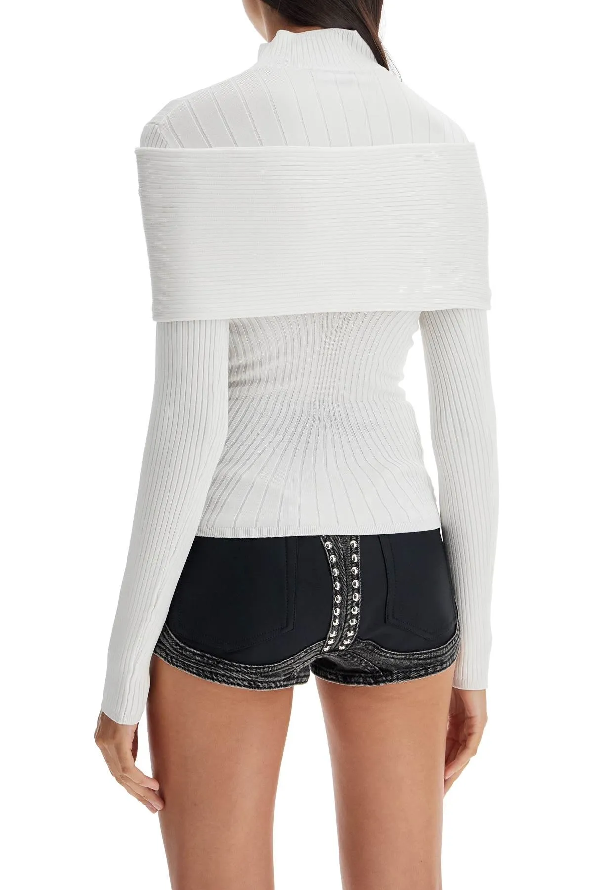long-sleeved top with off- 24F2TO07471116 OFF WHITE