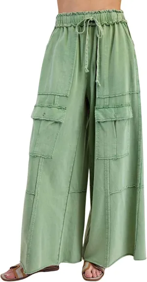 loveimgs Women 2025 Baggy High Waisted Wide Leg Cargo Pants Pockets Y2k Utility Pants Palazzo Sweatpants Slacks Trousers