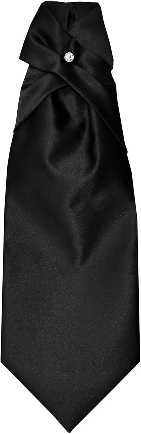 Made in Italy Men's Solid Wedding Cravat Ascot Tie PreTied, Adjustable