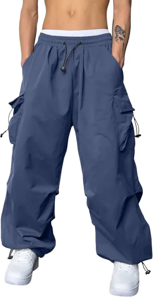 Men Cargo Joggers Pants Parachute Pants Lounge Drawstring Relaxed Fit Hip Hop Lightweight Stretch Loose Workout Pants