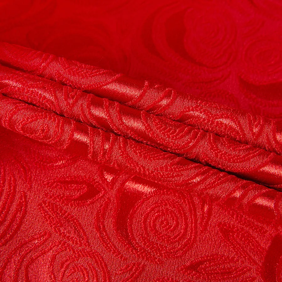 Men's 2-Piece Rose Jacquard Red Wedding Suit for Groom