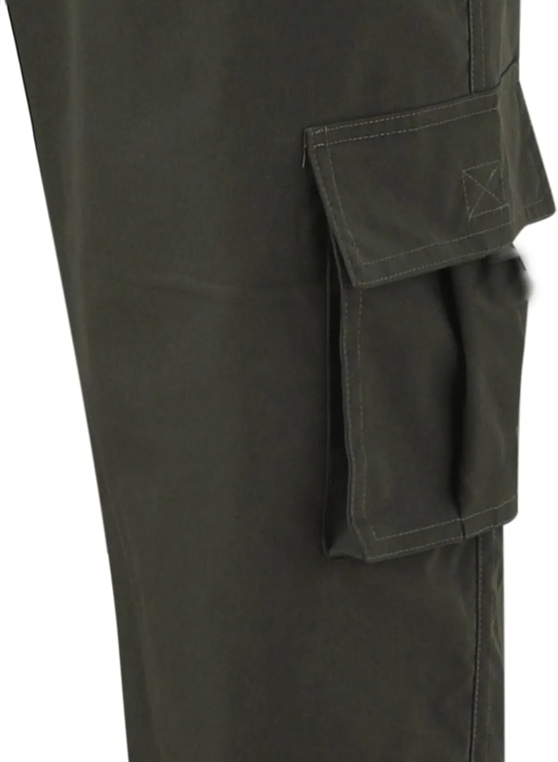 Mens Cargo Pants, Elastic Waistband Multi Pockets, Solid Color Hiking Tactical Pants, Cotton Cargo Work Pants for Men