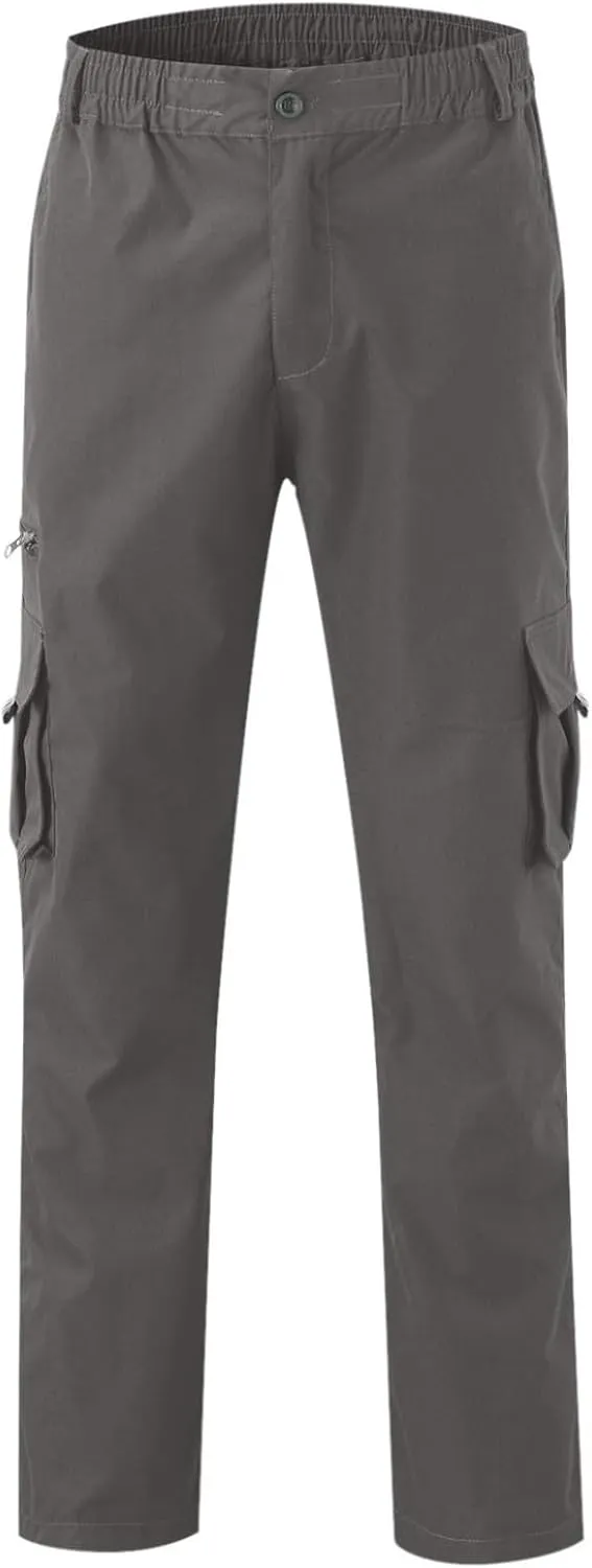Men's Cargo Work Pants, Straight Leg Zipper Joggers Pants, Sports Fitness Casual Tactical Trousers with Muilt Pockets
