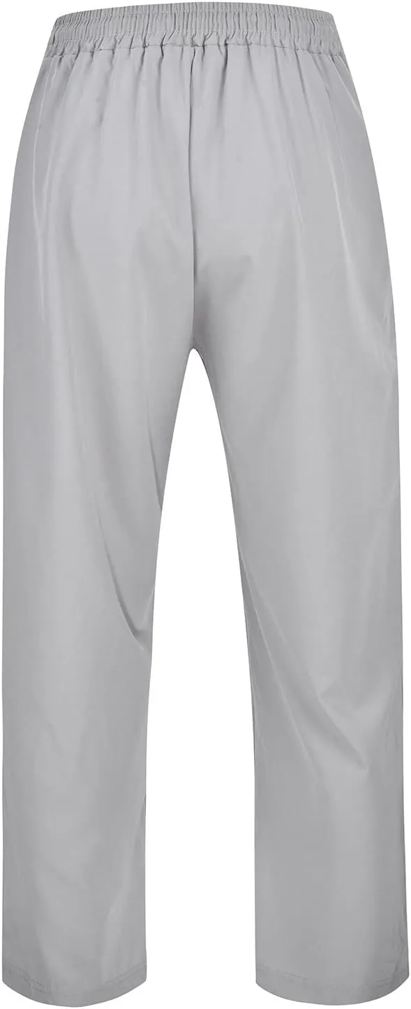 Mens Casual Linen Pants, Inseam Summer Elastic Waist Straight Leg Loose Fit Workout Beach Slacks, Sweatpants for Mens