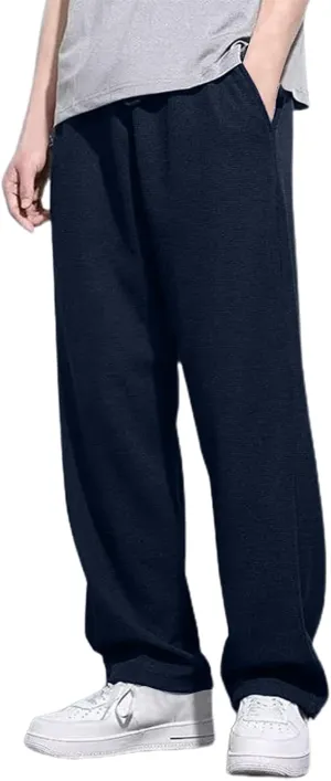 Mens Casual Pants Loose Fit Elastic Drawstring Waist Straight-Leg Summer Yoga Beach Long Pants, Tactical Pants for Men