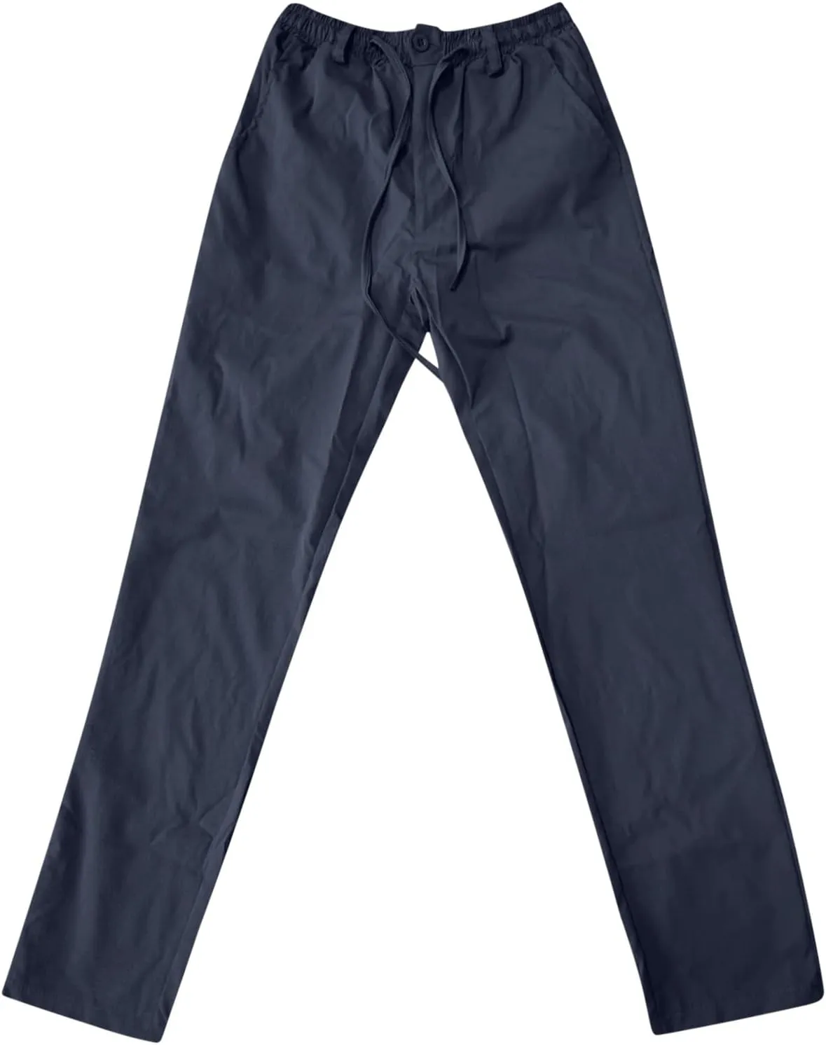 Men's Chino Pants Slim Fit Drawstring Elastic Waist Flat Front Stretch Straight Leg Pants Business Golf Casual Suit Pants