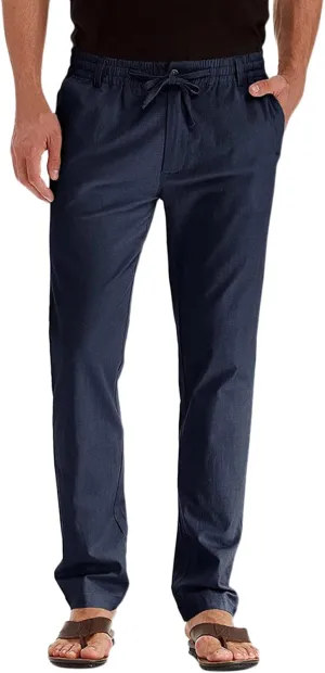 Men's Chino Pants Slim Fit Drawstring Elastic Waist Flat Front Stretch Straight Leg Pants Business Golf Casual Suit Pants