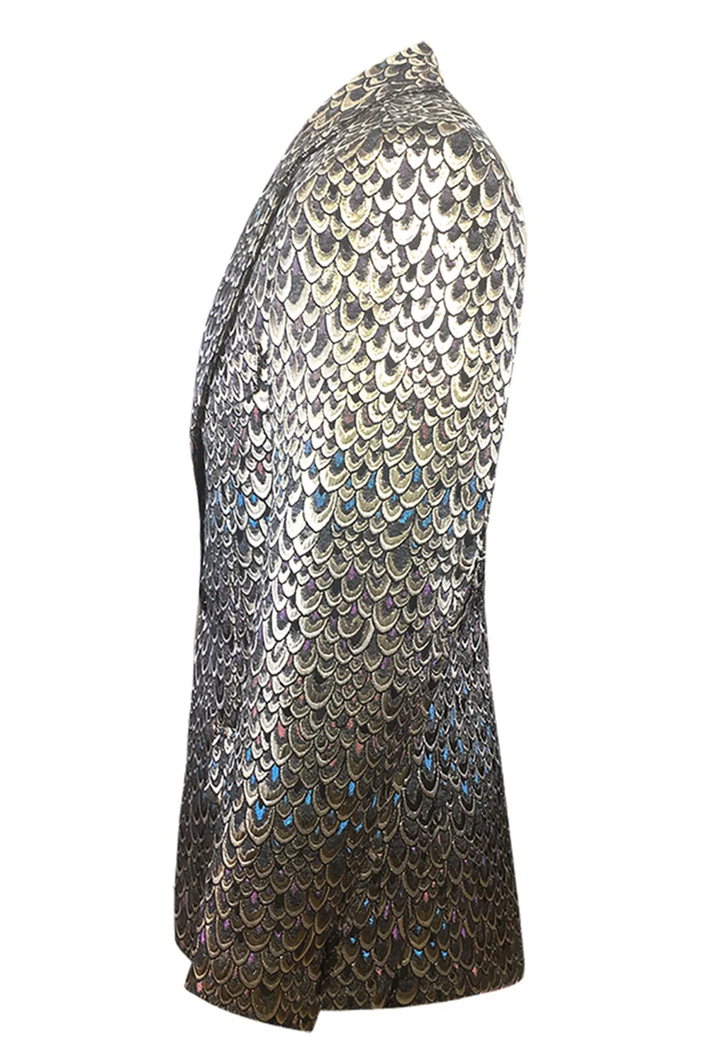 Men's Golden Jacquard Shawl Lapel Blazer