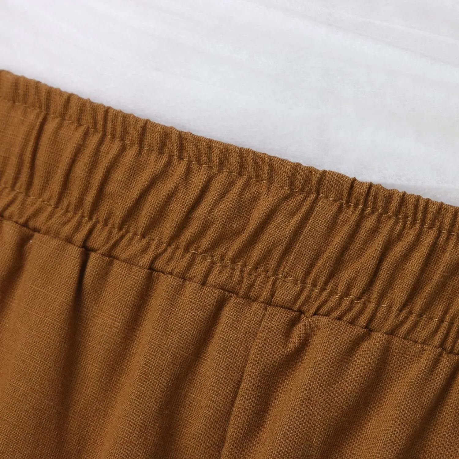 Mens Linen Cotton Casual Trousers 2024 Summer Resort Wear Beach Pants for Men Lightweight Elastic Waist Cruise Slack