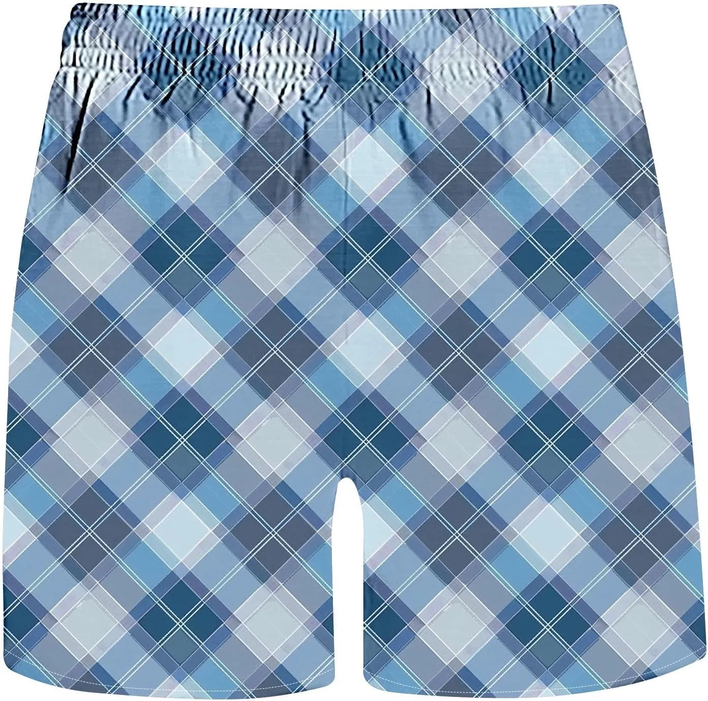 Mens Lounge Shorts Fashion Plaid Bottoms Elastic Waist Big and Tall Casual Summer Beach Shorts with Pockets