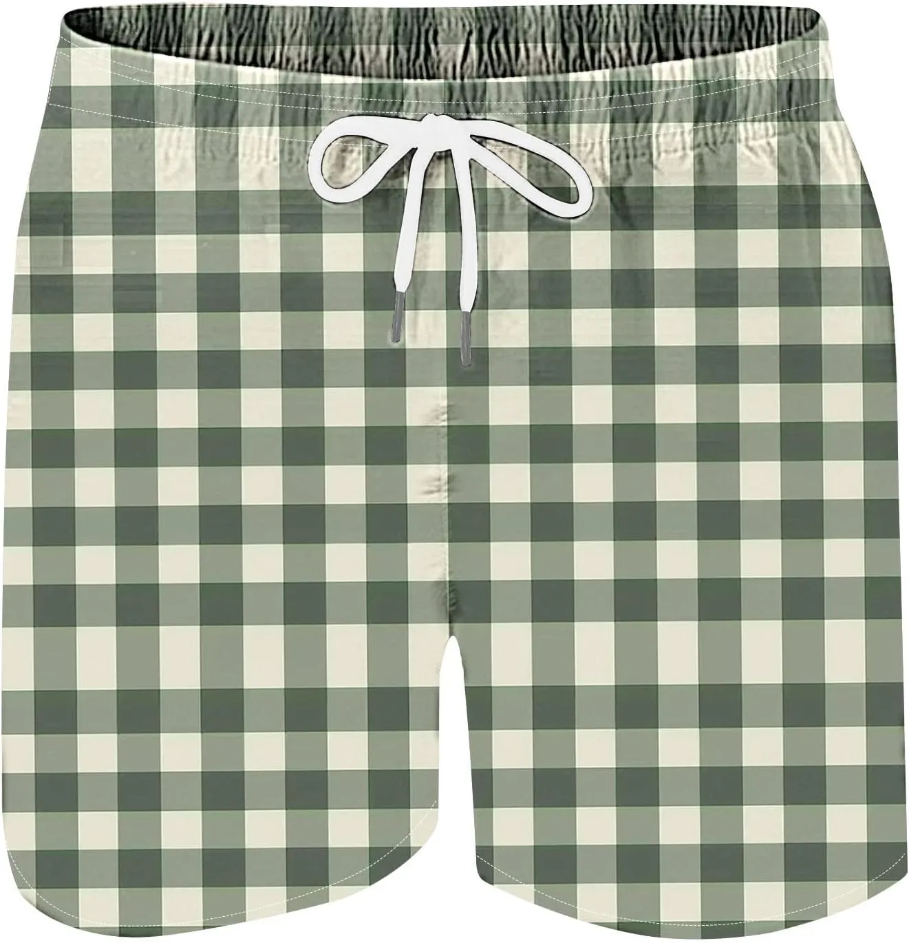 Mens Lounge Shorts Fashion Plaid Bottoms Elastic Waist Big and Tall Casual Summer Beach Shorts with Pockets