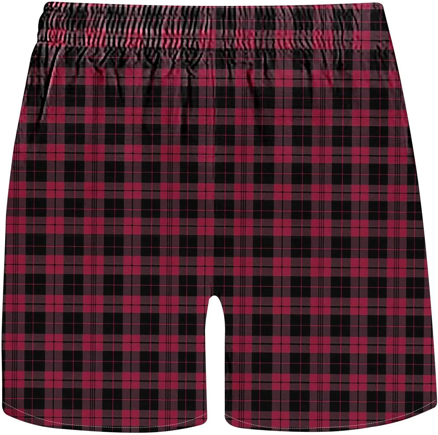 Mens Lounge Shorts Fashion Plaid Bottoms Elastic Waist Big and Tall Casual Summer Beach Shorts with Pockets