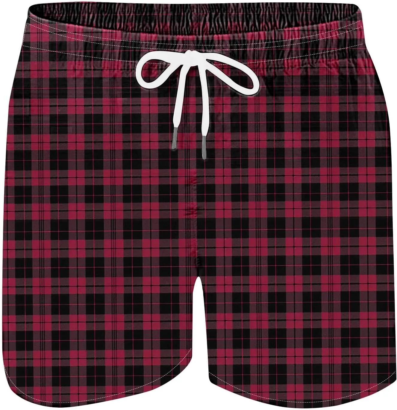 Mens Lounge Shorts Fashion Plaid Bottoms Elastic Waist Big and Tall Casual Summer Beach Shorts with Pockets