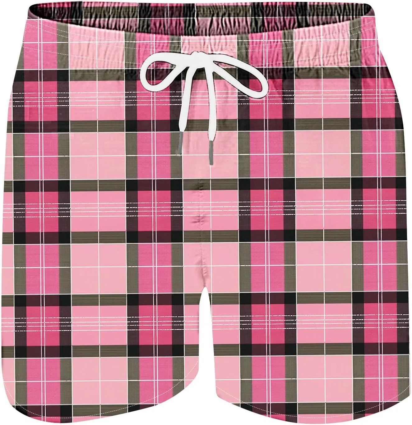 Mens Lounge Shorts Fashion Plaid Bottoms Elastic Waist Big and Tall Casual Summer Beach Shorts with Pockets