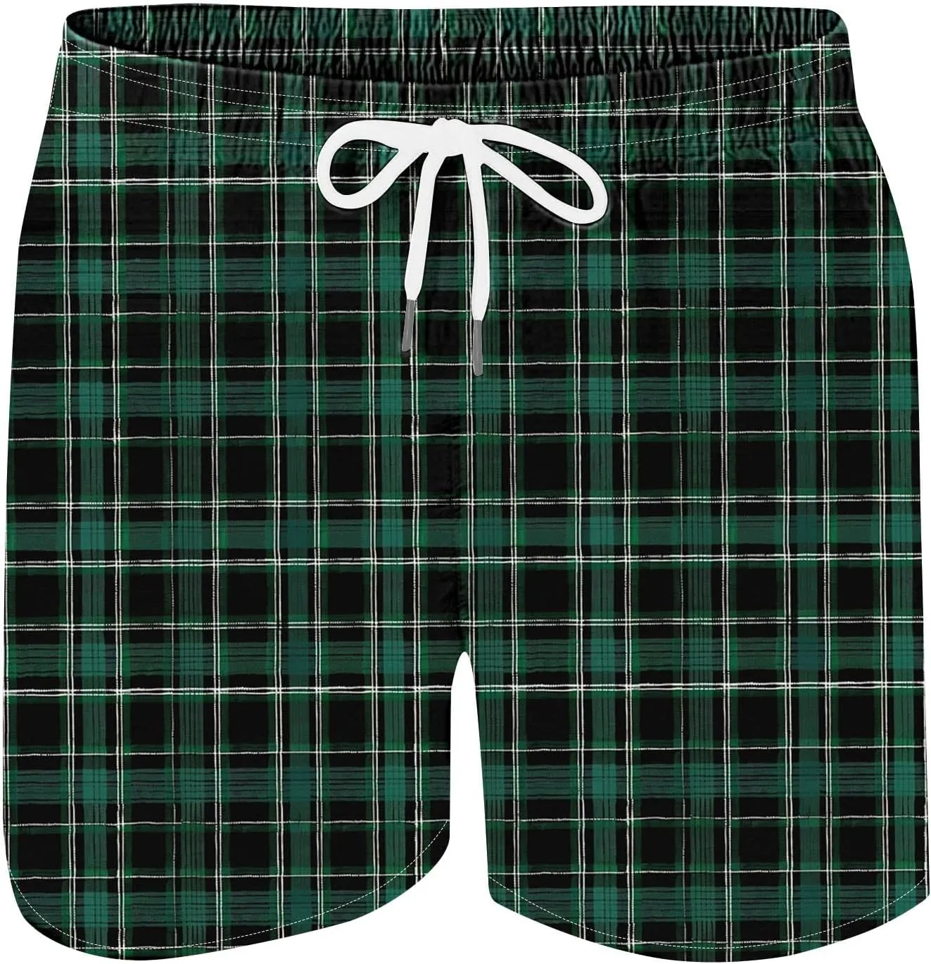 Mens Lounge Shorts Fashion Plaid Bottoms Elastic Waist Big and Tall Casual Summer Beach Shorts with Pockets