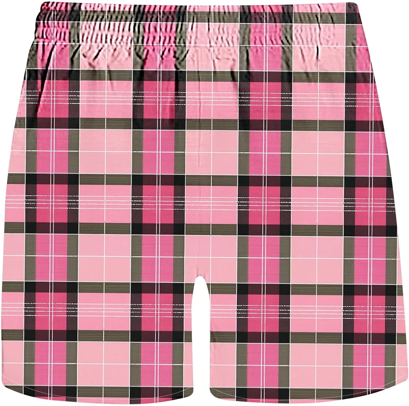 Mens Lounge Shorts Fashion Plaid Bottoms Elastic Waist Big and Tall Casual Summer Beach Shorts with Pockets